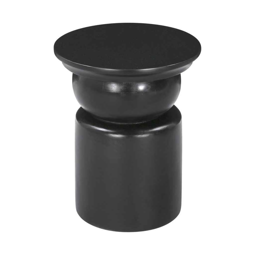 20" Black Solid Wood Round Drum End Table
