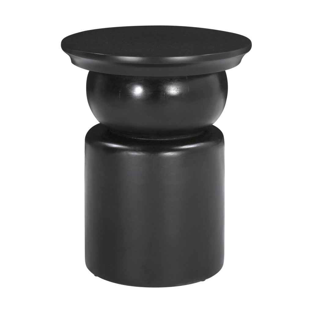 20" Black Solid Wood Round Drum End Table