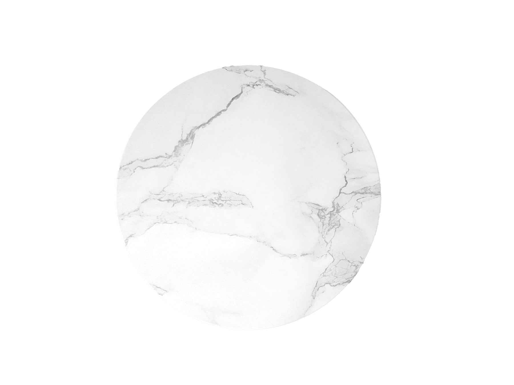 16" White Marble and Wood Round Pedestal End Table