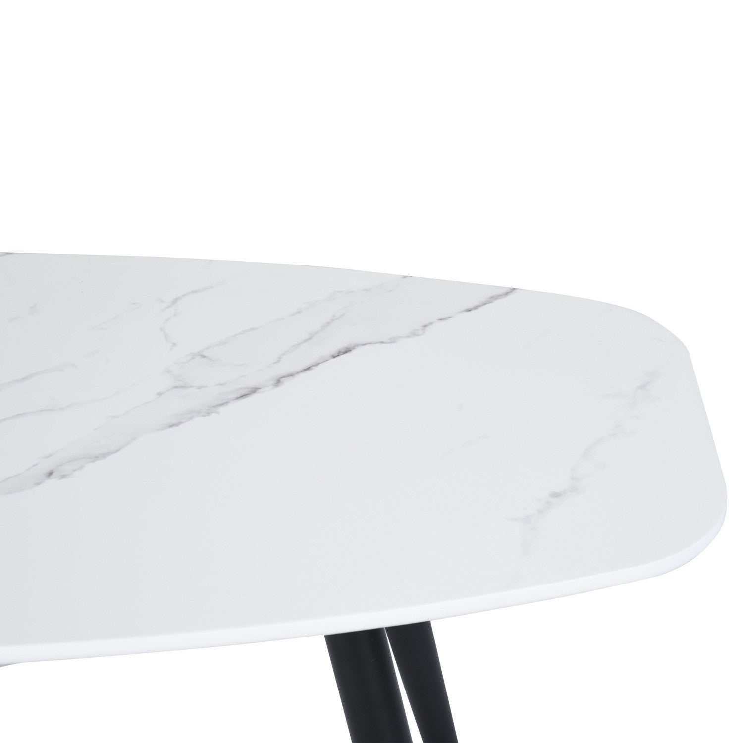 43" White and Black Faux Marble And Steel Coffee Table