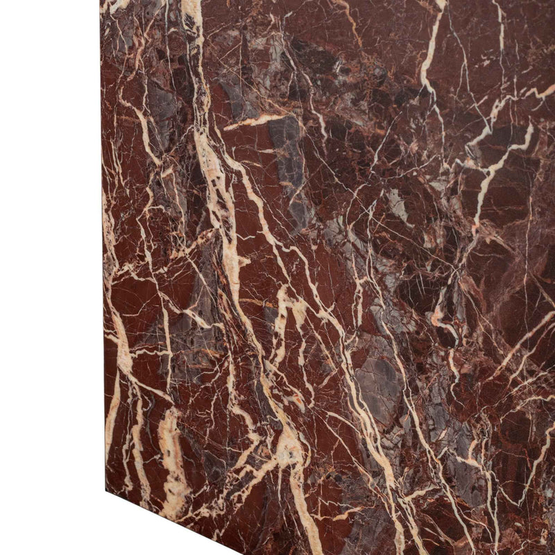 20" Red Marble Square Block End Table