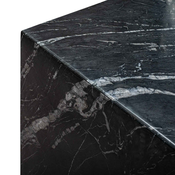20" Black Marble Square Block End Table