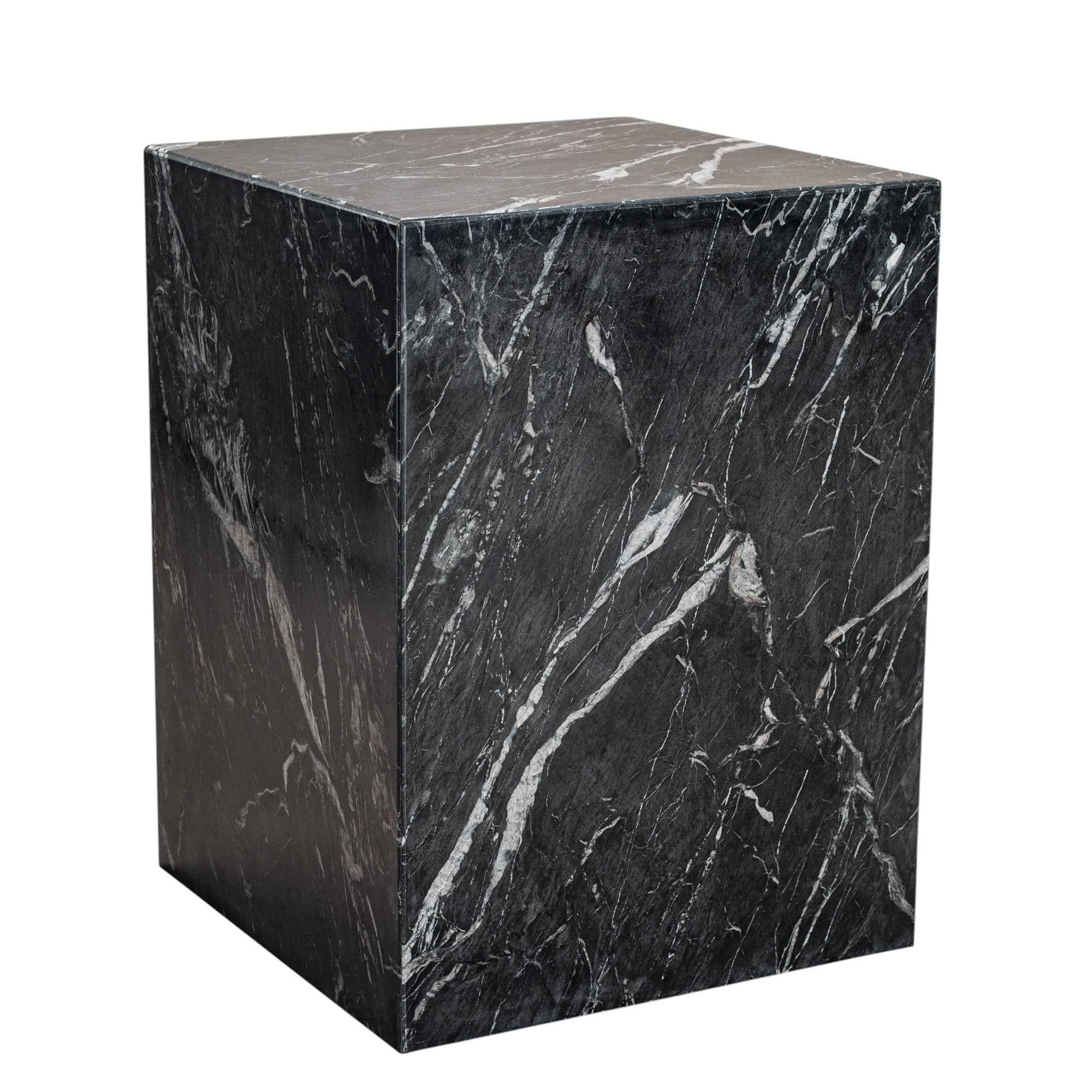 20" Black Marble Square Block End Table