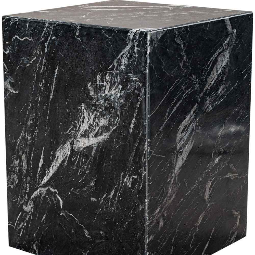 20" Black Marble Square Block End Table