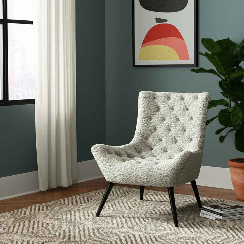 32" Gray and Black Tufted Boucle Lounge Chair