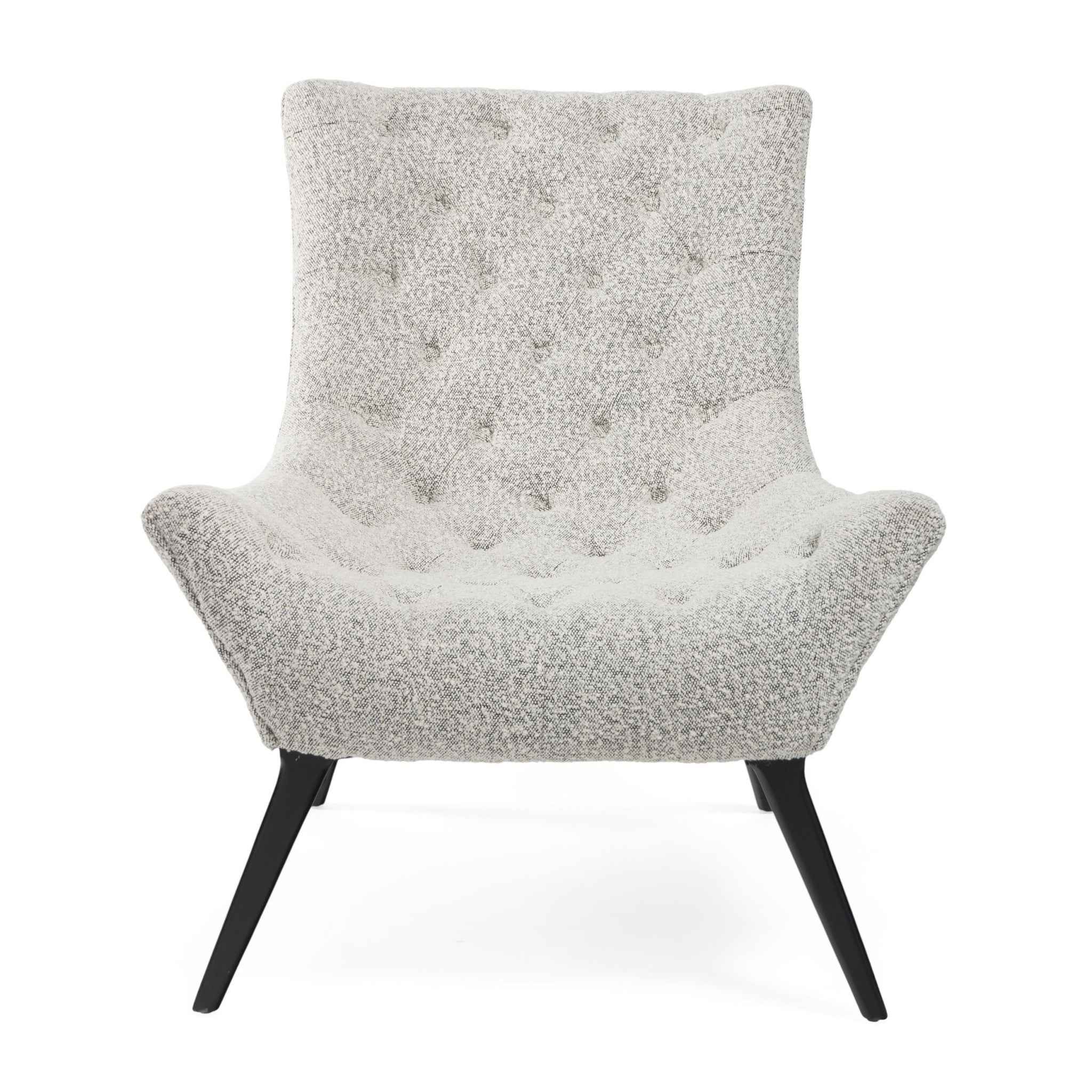 32" Gray and Black Tufted Boucle Lounge Chair