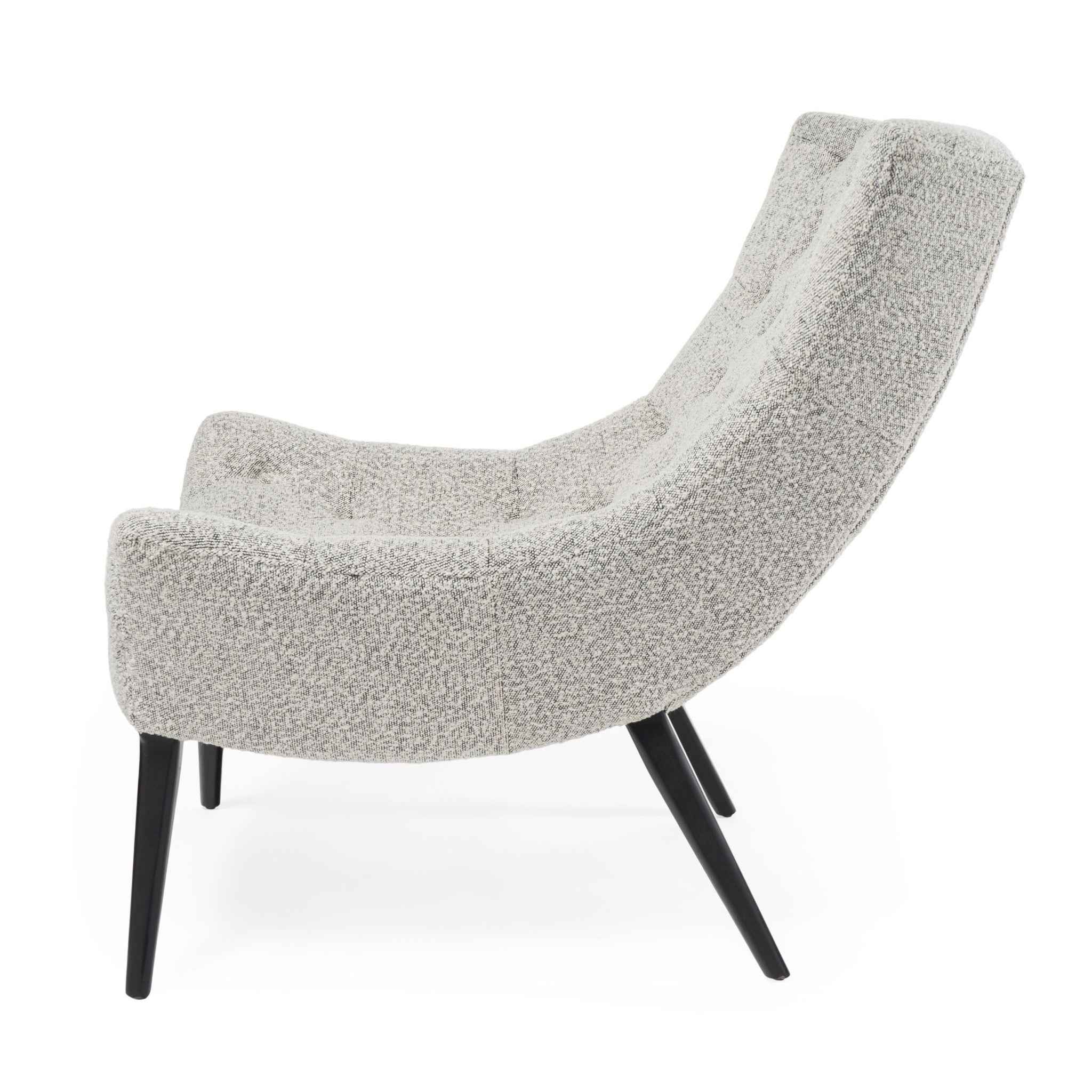 32" Gray and Black Tufted Boucle Lounge Chair