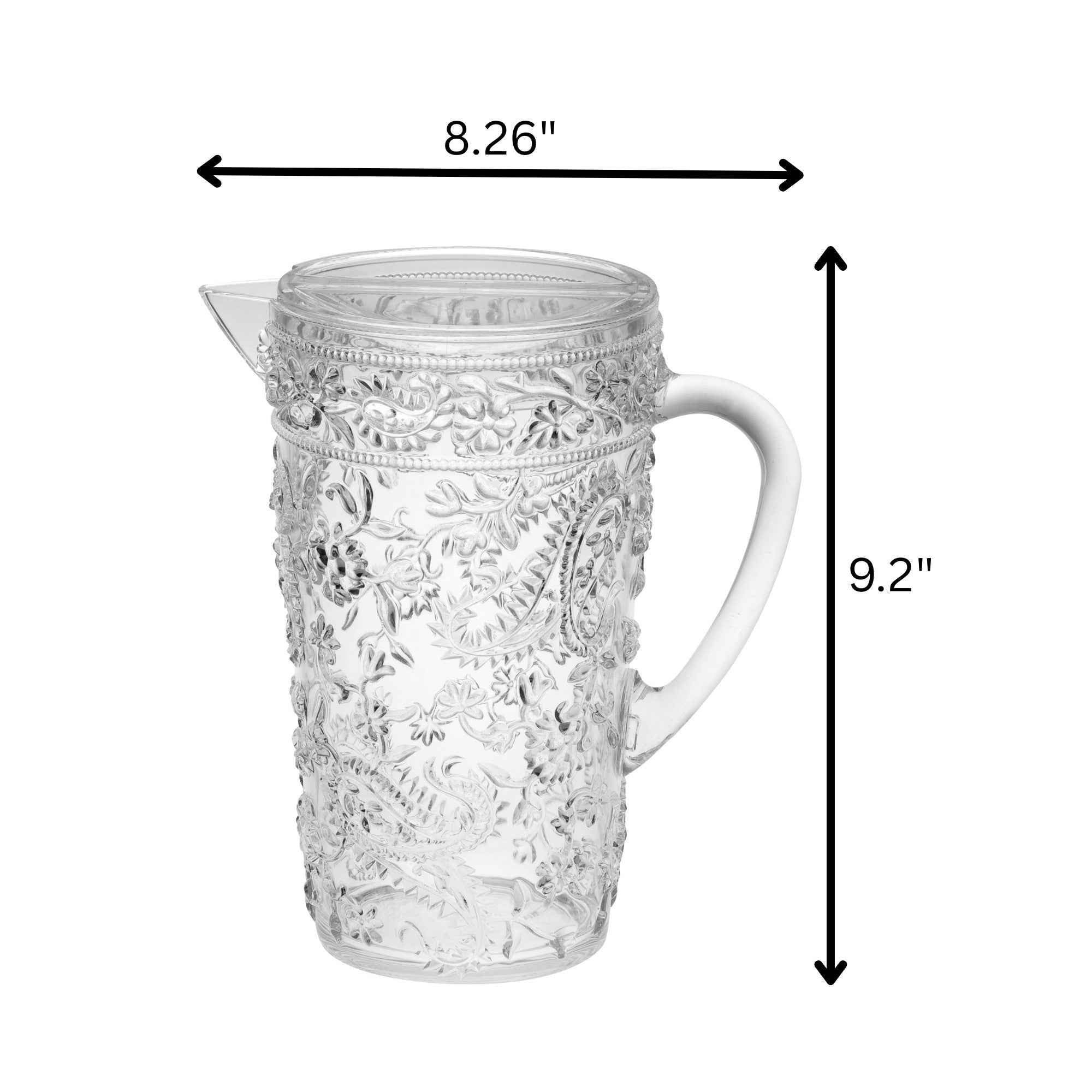 2.5 Quart Clear Paisley Acrylic Pitcher