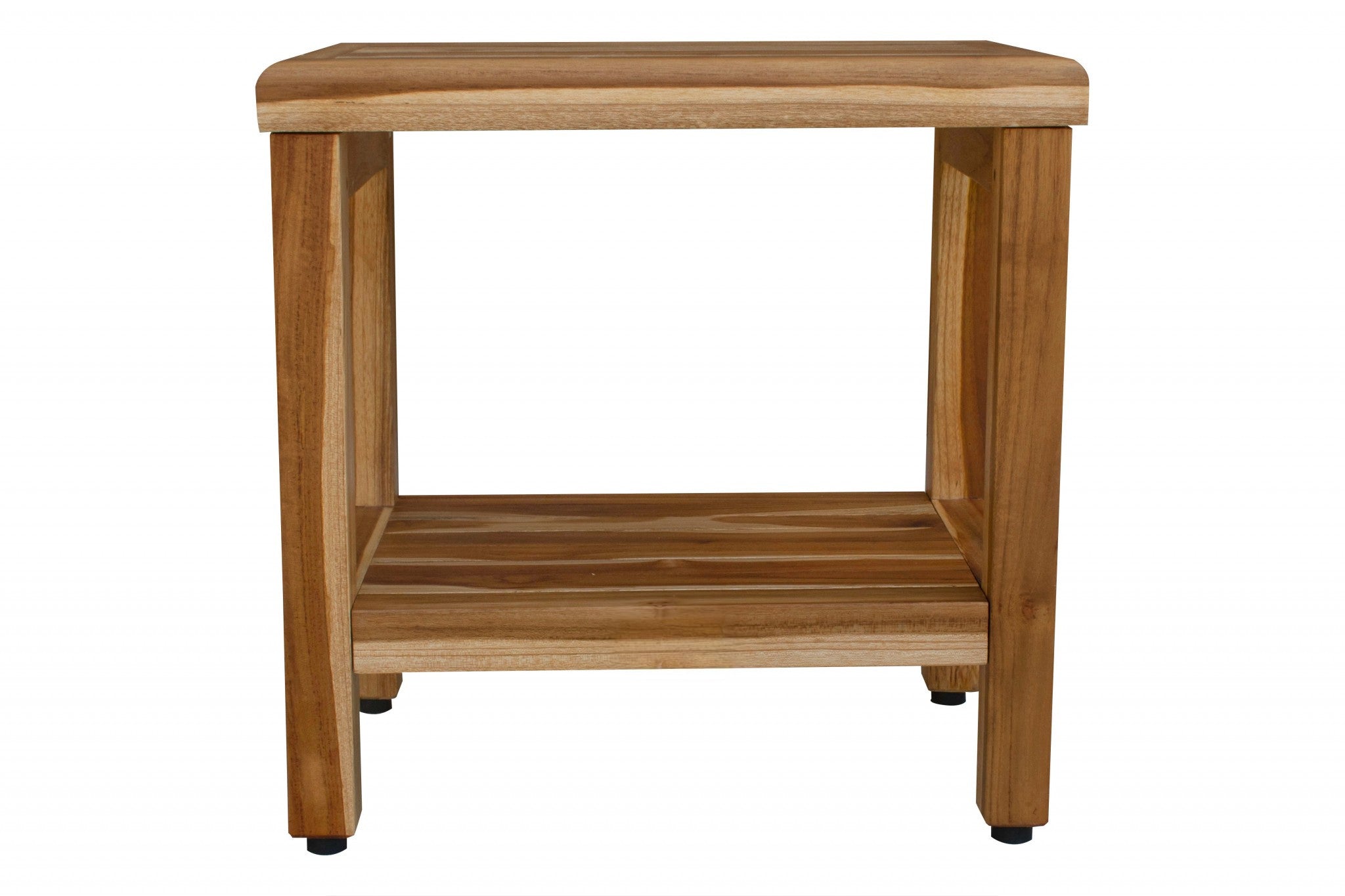 18" Contemporary Teak Shower Stool Or Bench With Shelf In Natural Finish - Bed & Bath