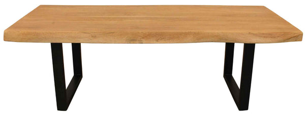 59" Natural And Black Solid Wood And Iron Live Edge Coffee Table
