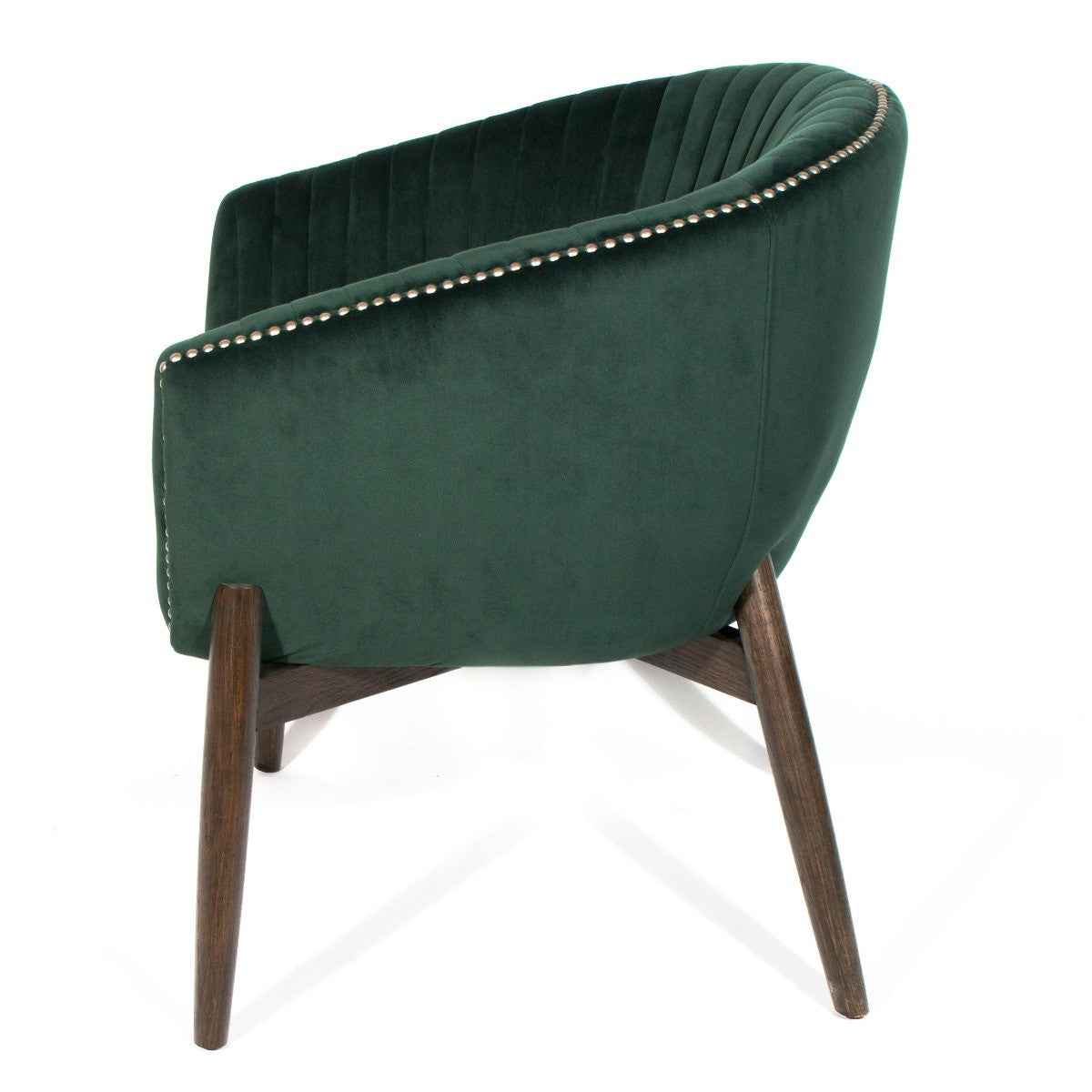 28" Green And Brown Velvet Arm Chair