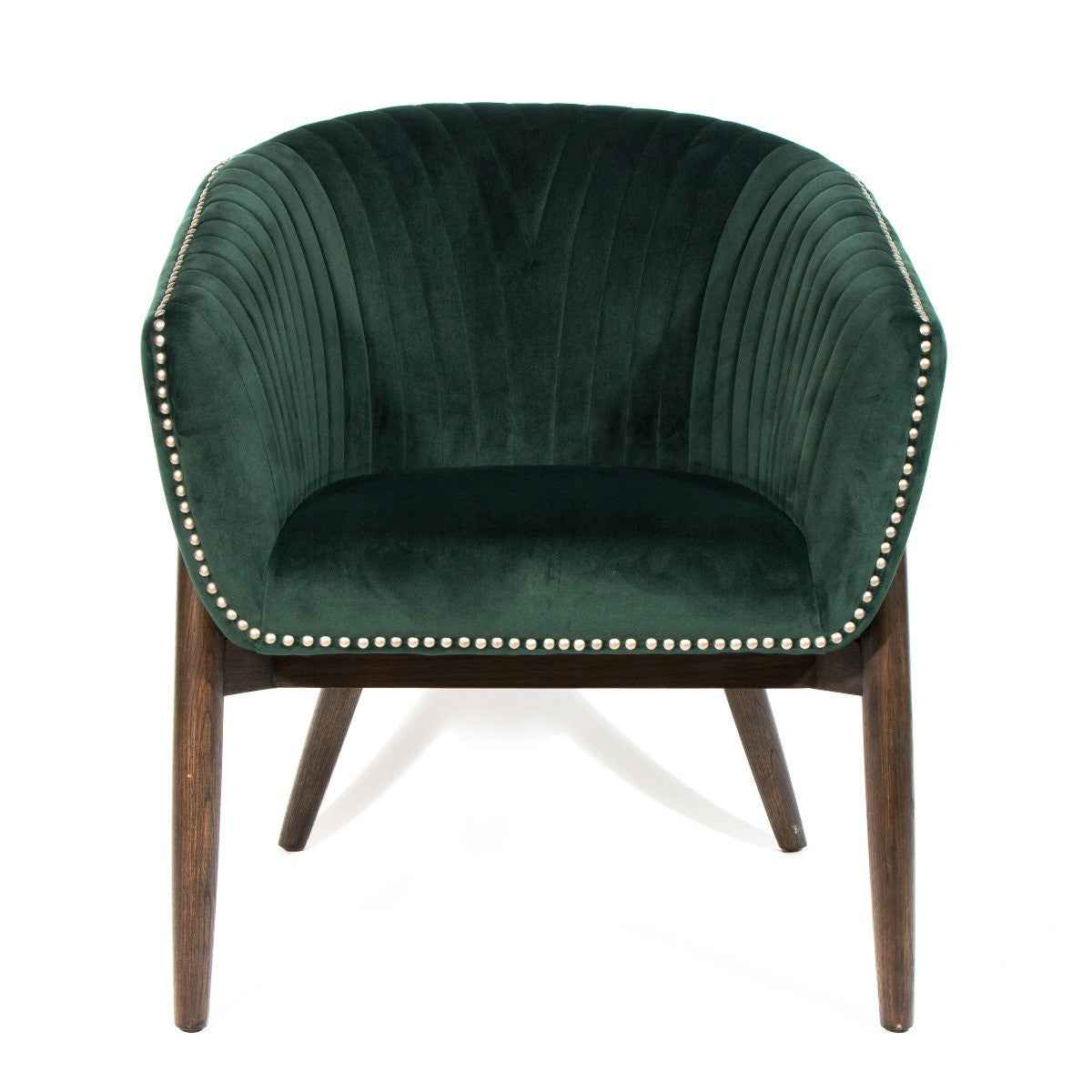 28" Green And Brown Velvet Arm Chair