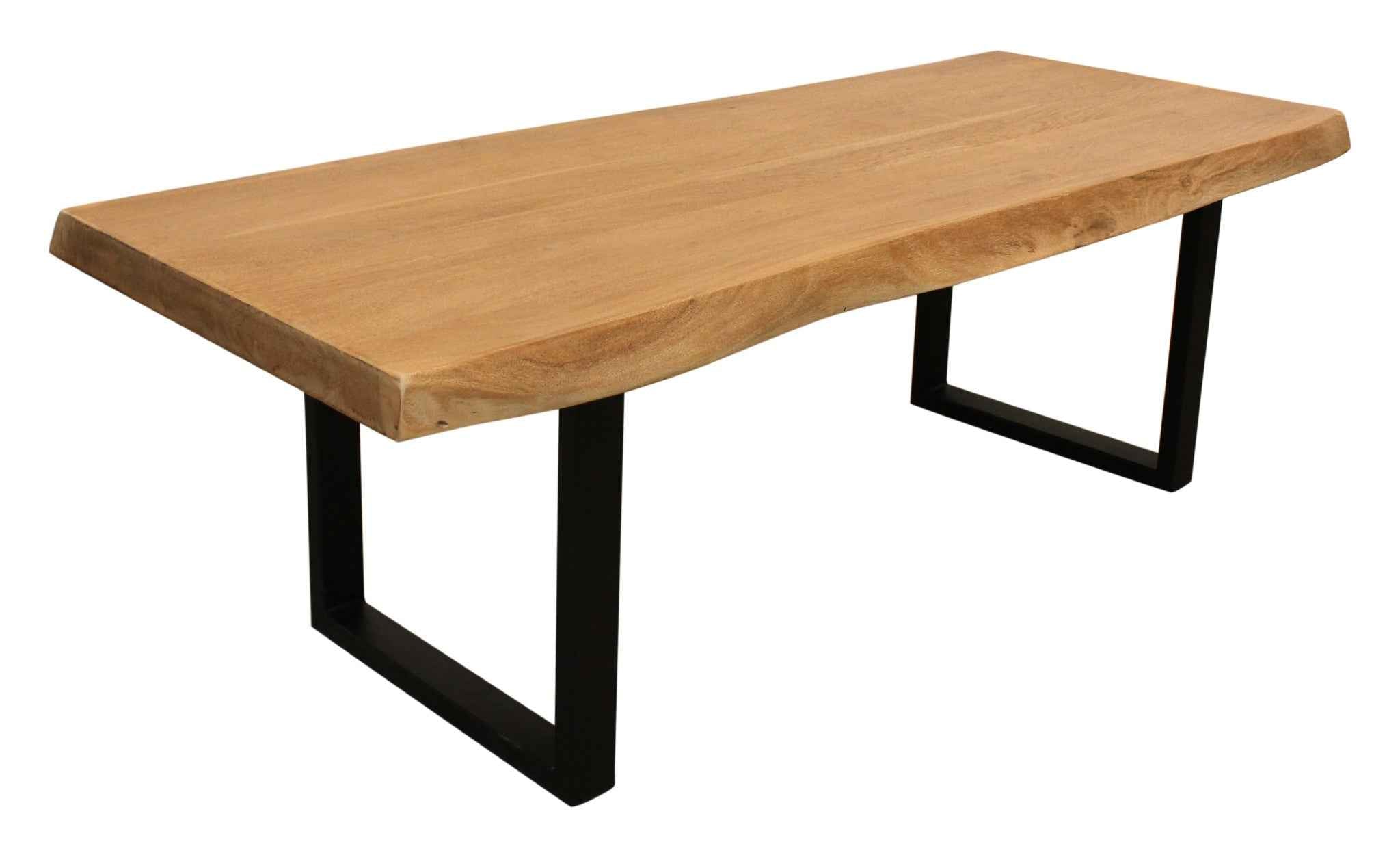 70" Natural And Black Solid Wood And Iron Live Edge Coffee Table