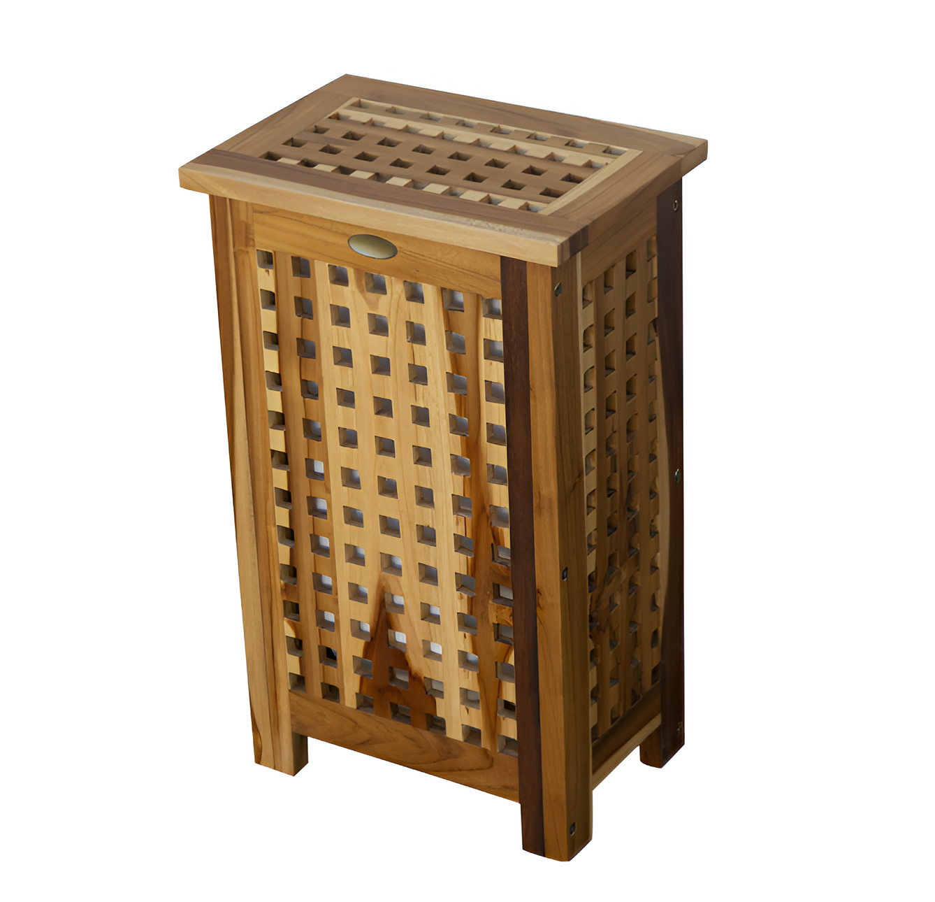 24" Brown Solid Wood Laundry Hamper With Lid