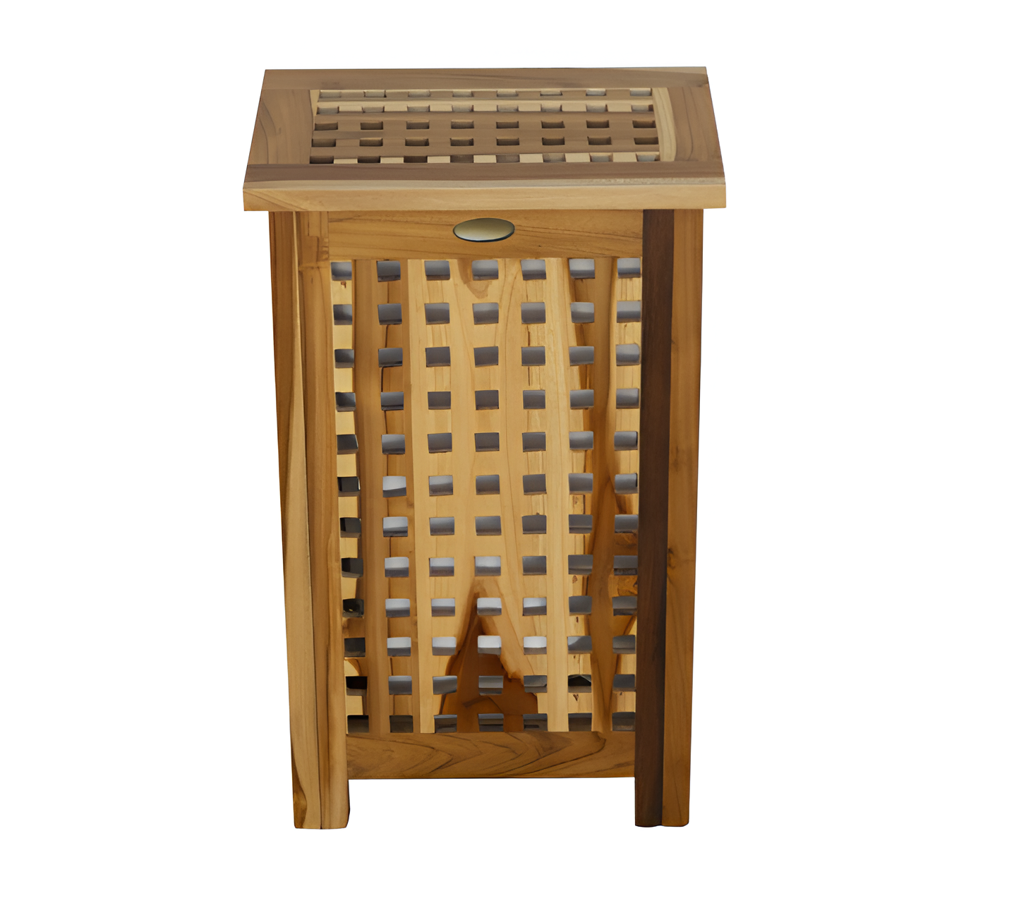 24" Brown Solid Wood Laundry Hamper With Lid