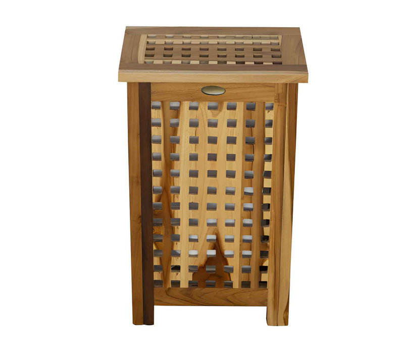 24" Brown Solid Wood Laundry Hamper With Lid