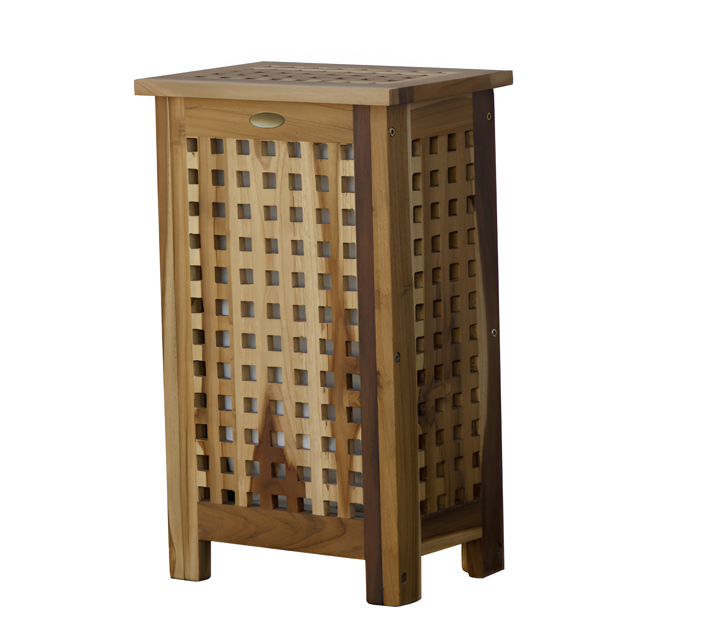 24" Brown Solid Wood Laundry Hamper With Lid