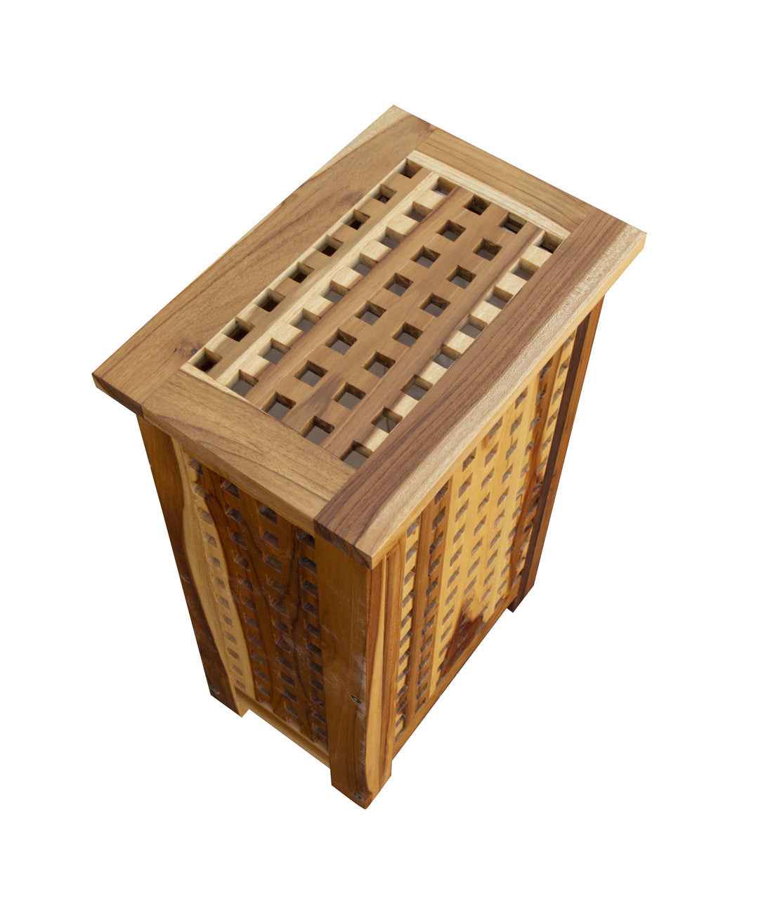 24" Brown Solid Wood Laundry Hamper With Lid