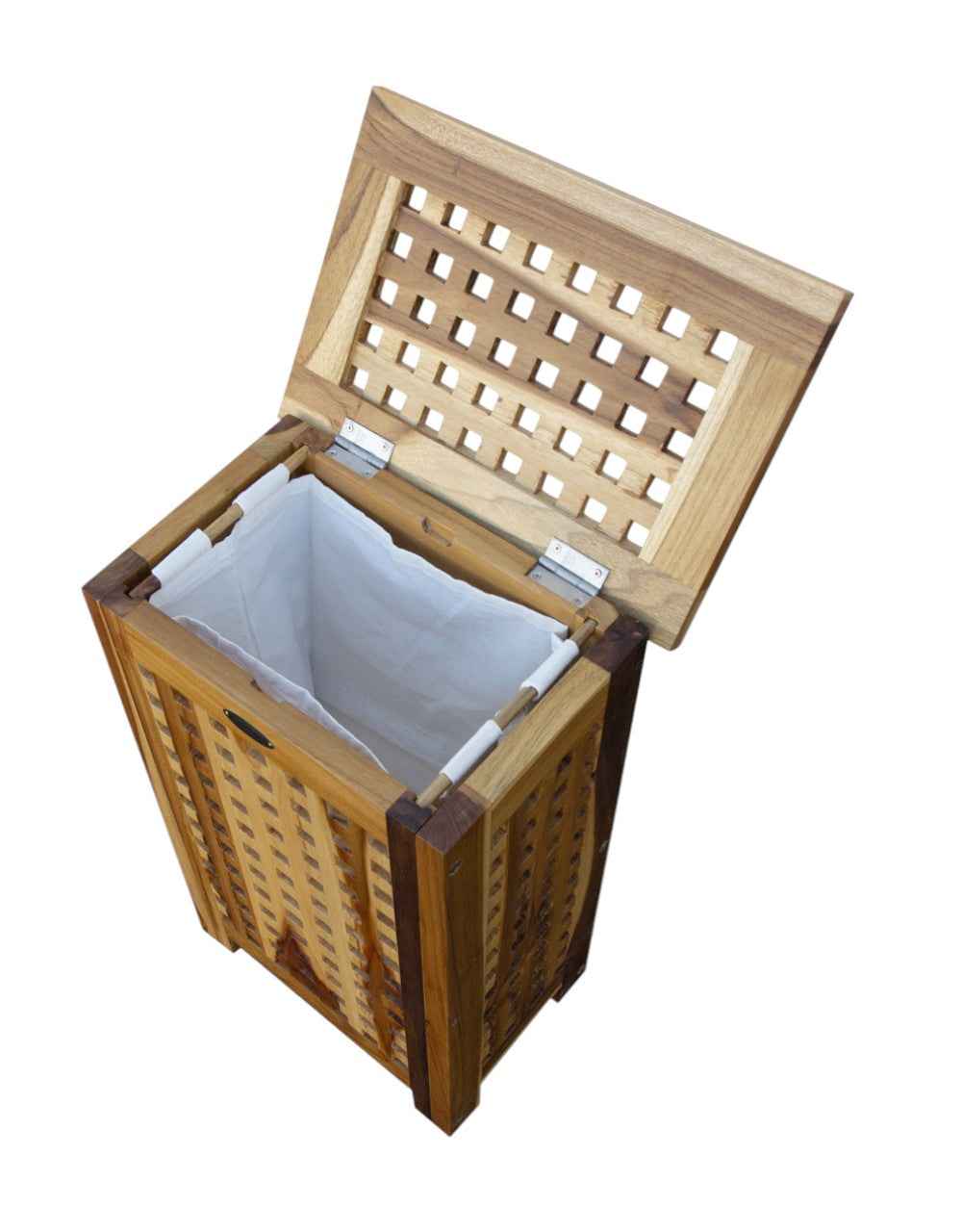 24" Brown Solid Wood Laundry Hamper With Lid