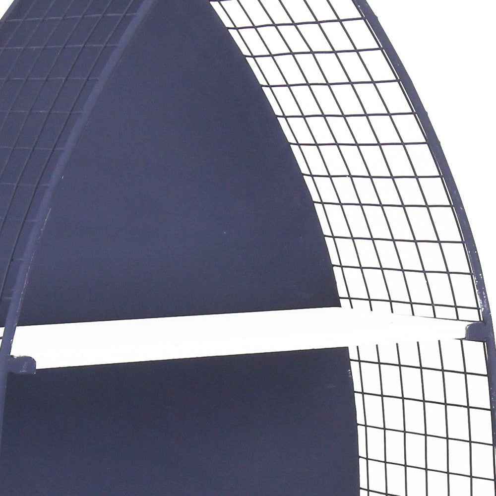 30" Navy Blue And White Metal and Wood Boat Shaped Bookcase