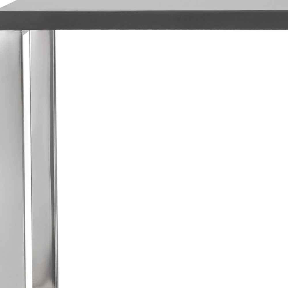 47" Gray and Silver Wood and Stainless Steel Sled Writing Desk