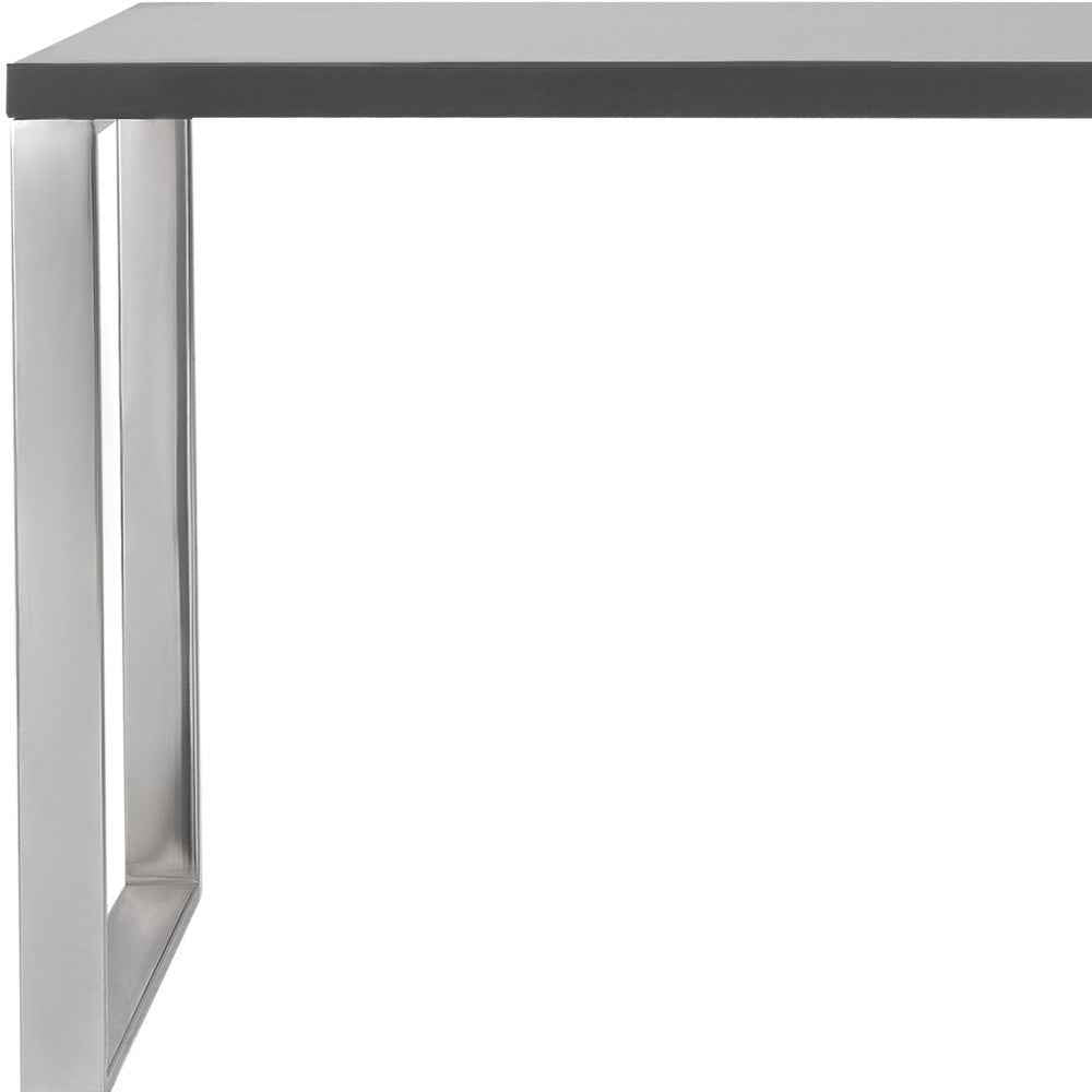 47" Gray and Silver Wood and Stainless Steel Sled Writing Desk