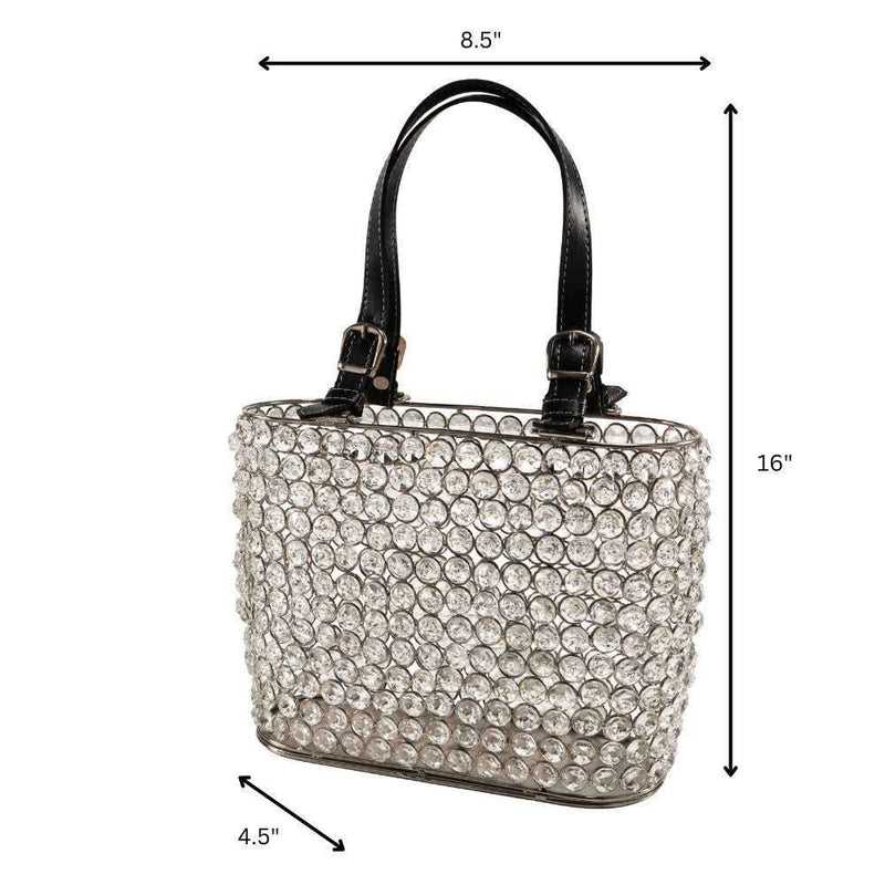 11" Black And Silver Crystals And Metal Magazine Holder