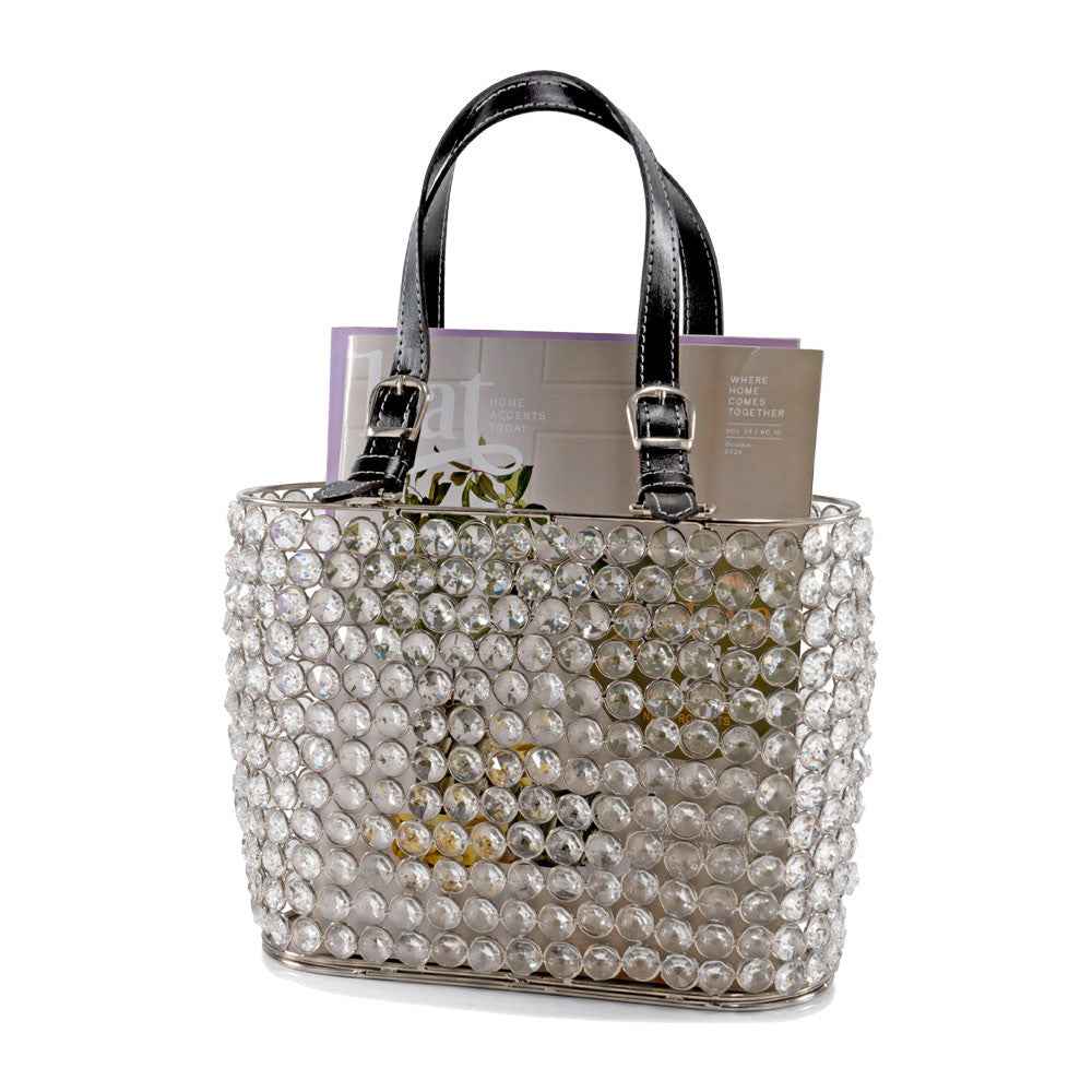 11" Black And Silver Crystals And Metal Magazine Holder