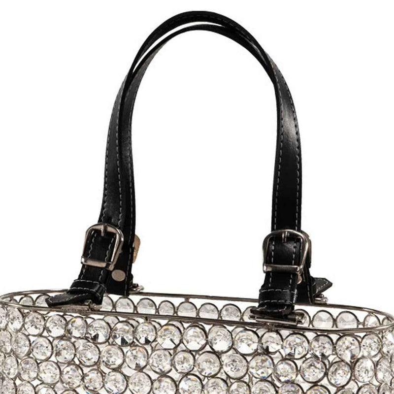 11" Black And Silver Crystals And Metal Magazine Holder