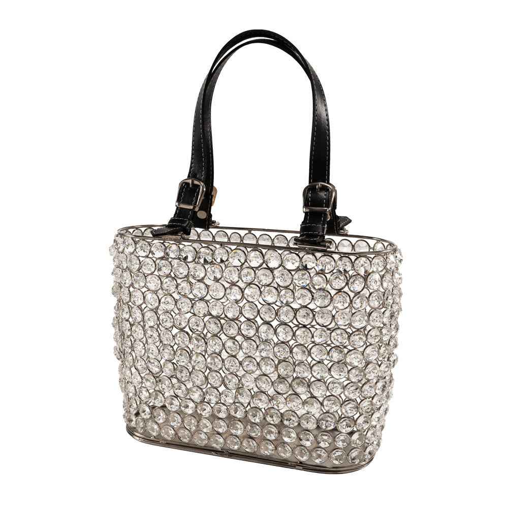 11" Black And Silver Crystals And Metal Magazine Holder