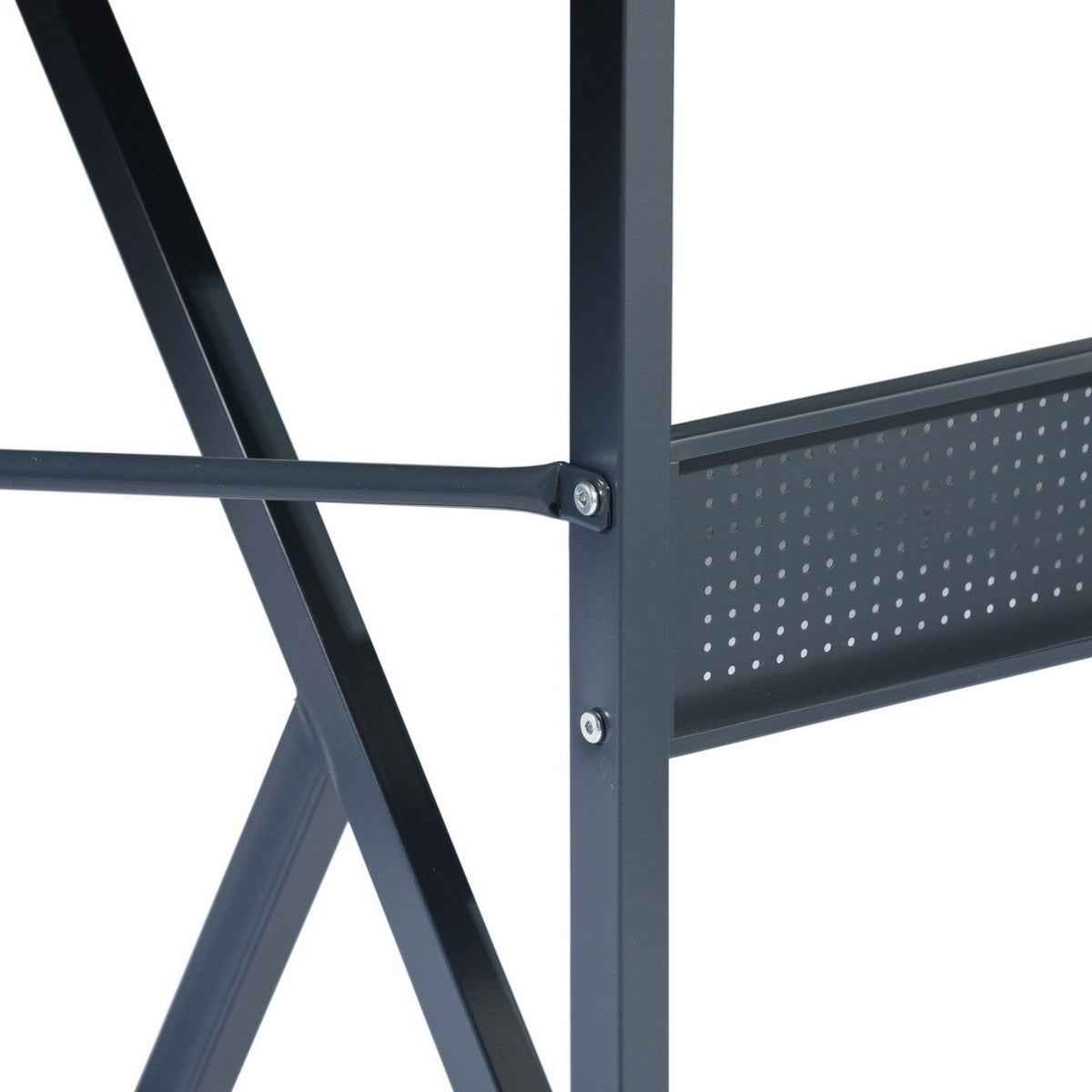 49" Black Wood and Metal Corner H-Shape Computer Desk