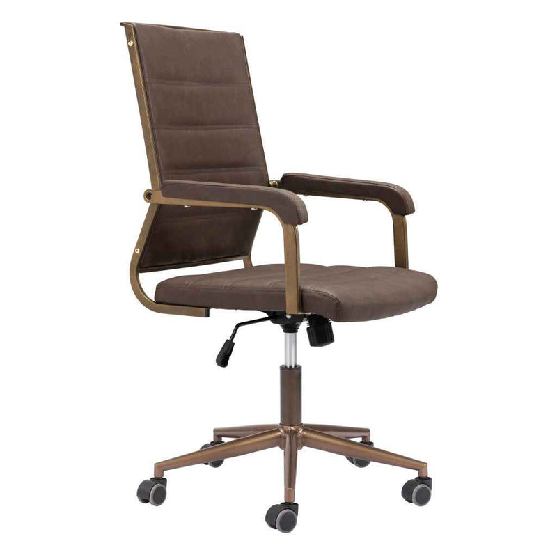 Espresso and Bronze Adjustable Height Swivel Rolling Office Chair