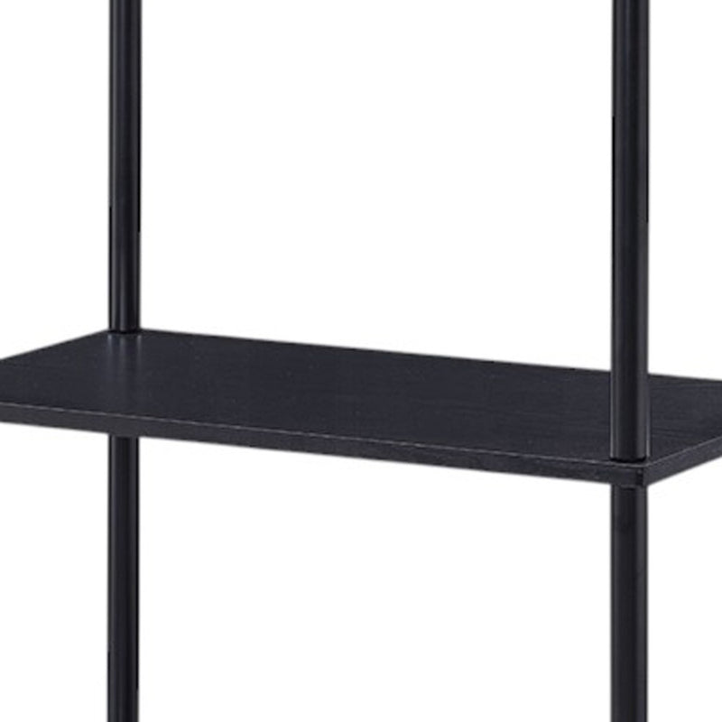 44" Black Metal and Wood Four Tier Etagere Bookcase - Office