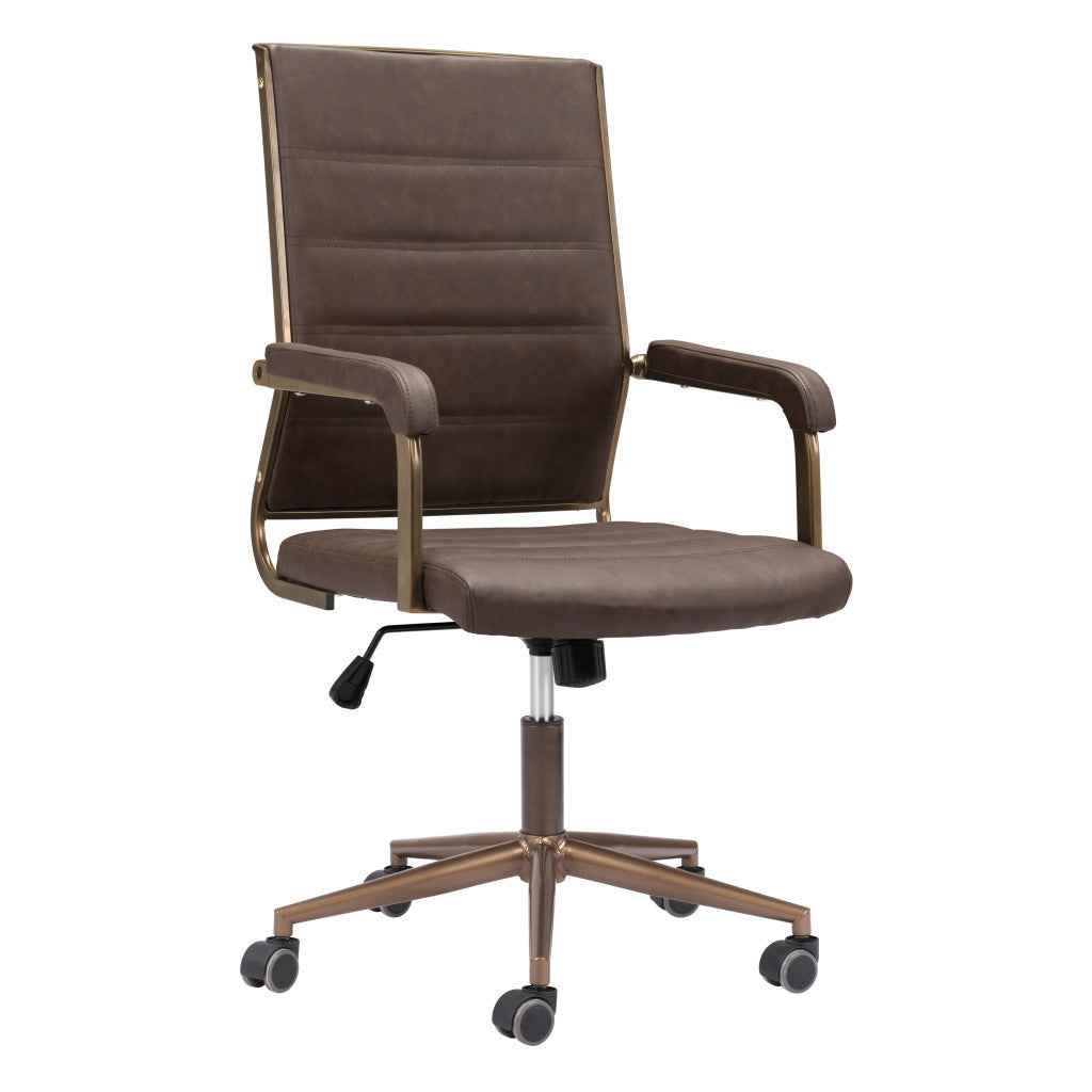 Espresso and Bronze Adjustable Height Swivel Rolling Office Chair