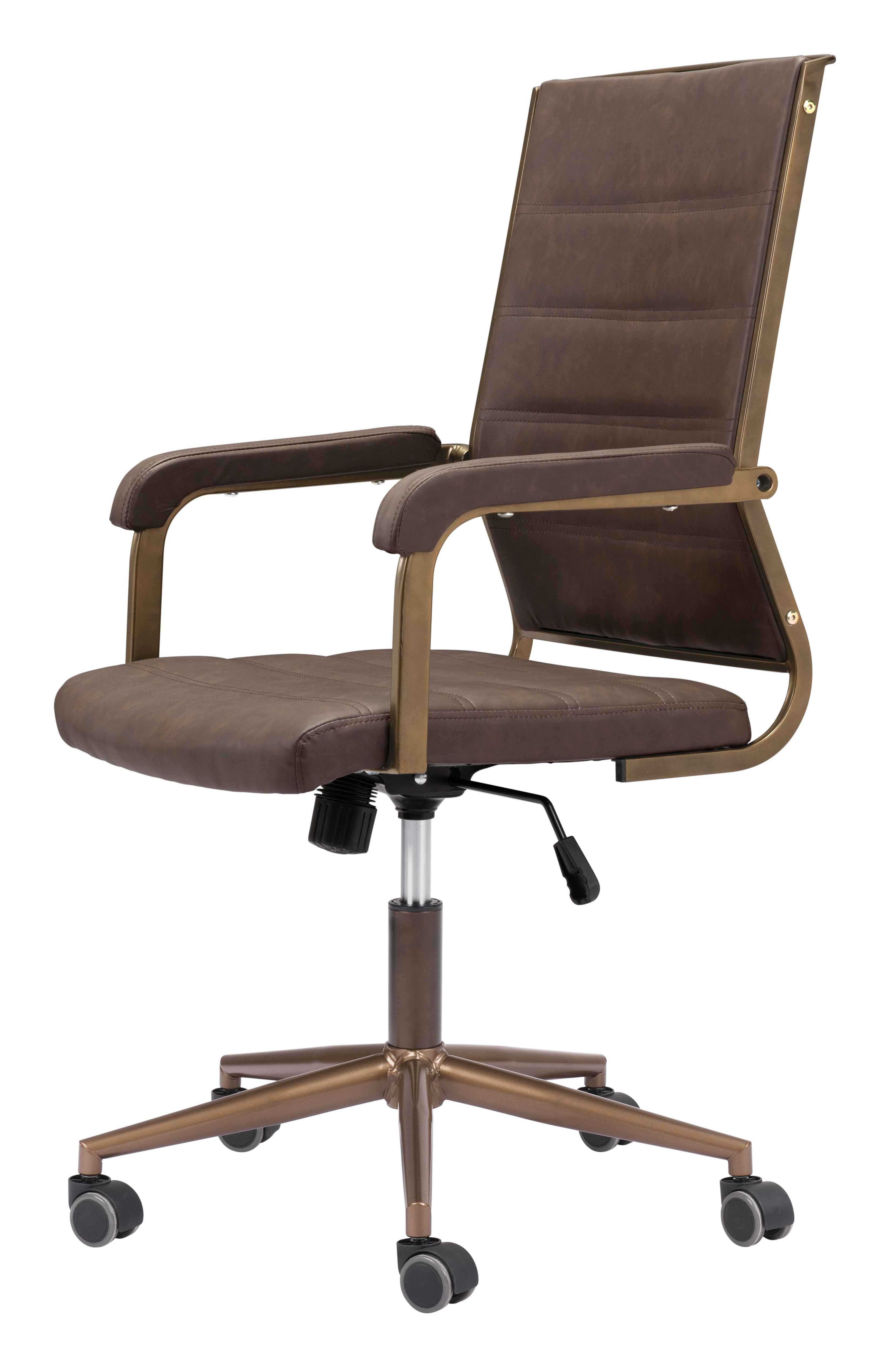 Espresso and Bronze Adjustable Height Swivel Rolling Office Chair