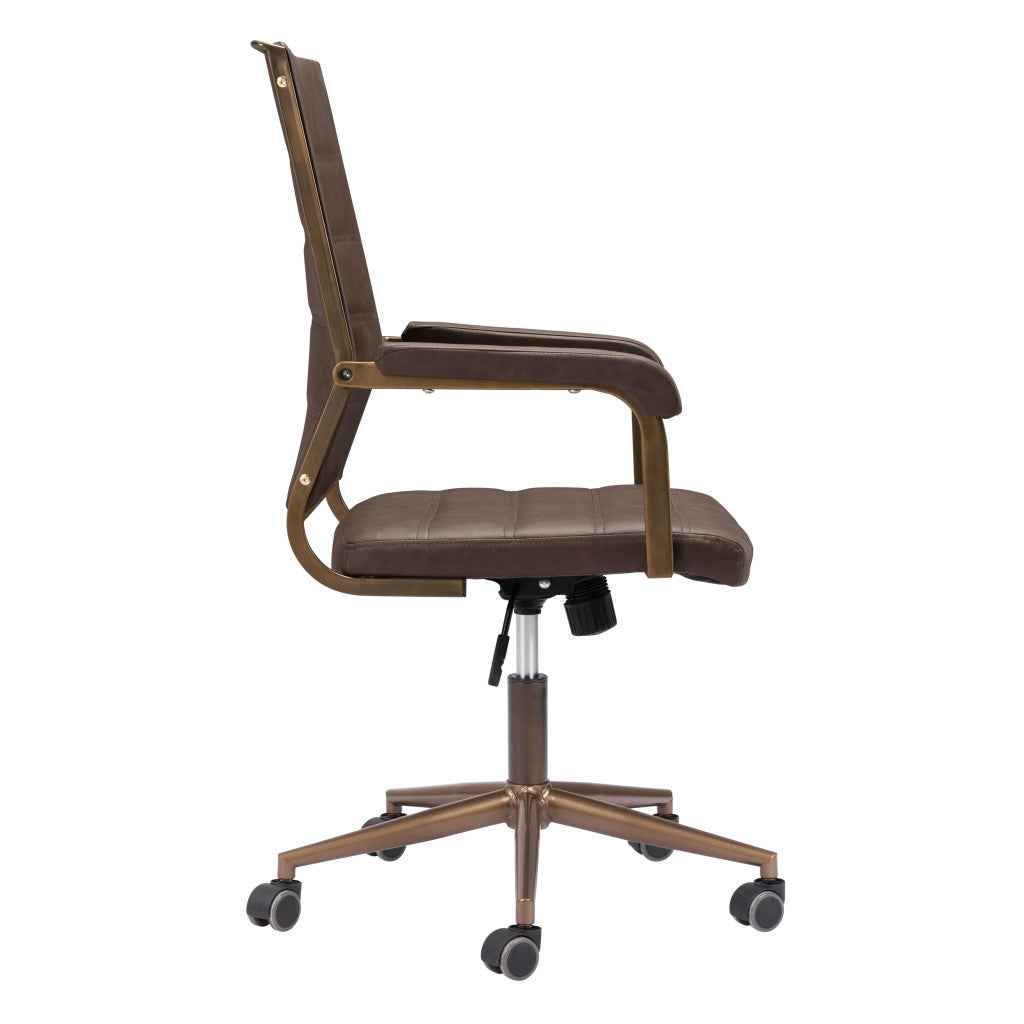 Espresso and Bronze Adjustable Height Swivel Rolling Office Chair