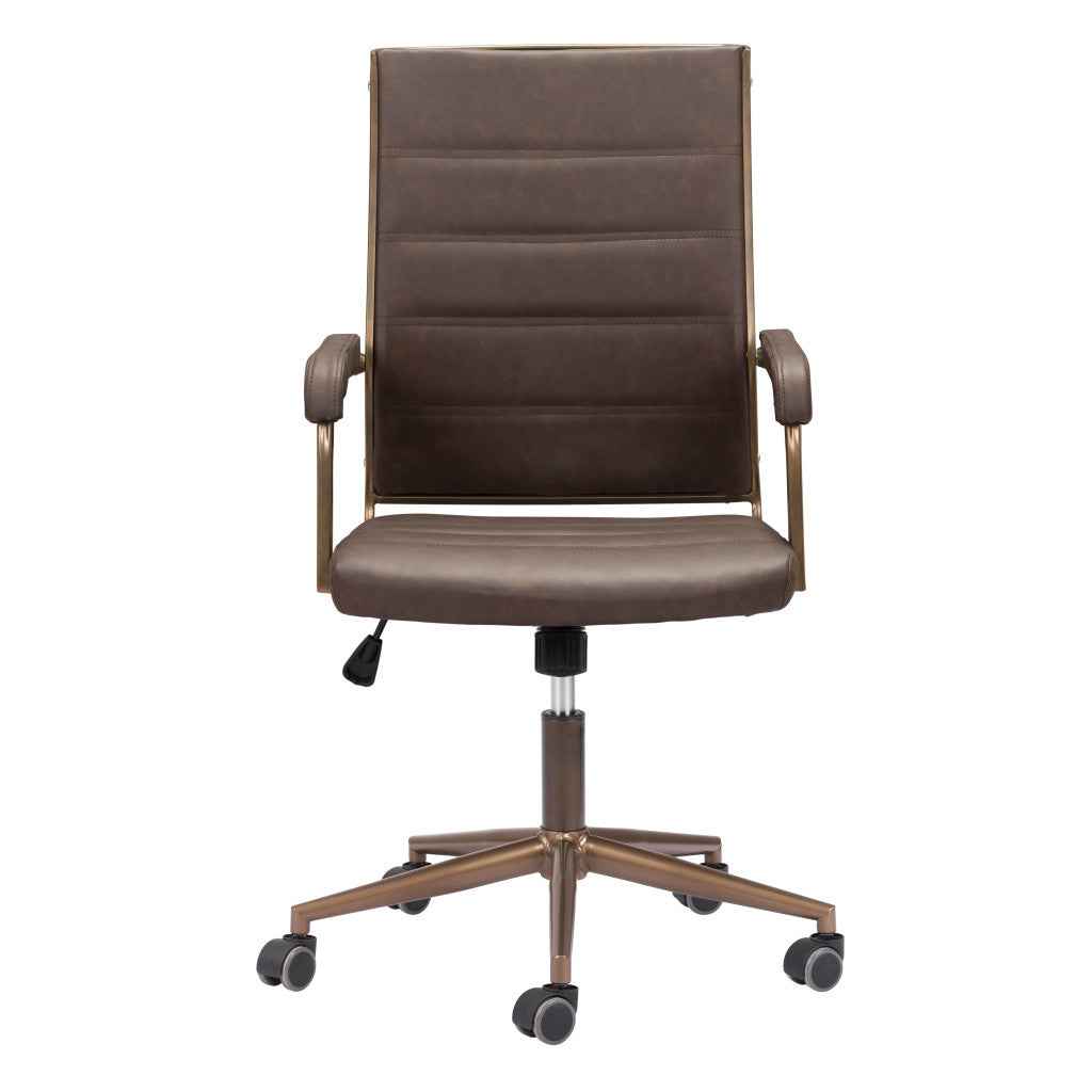 Espresso and Bronze Adjustable Height Swivel Rolling Office Chair