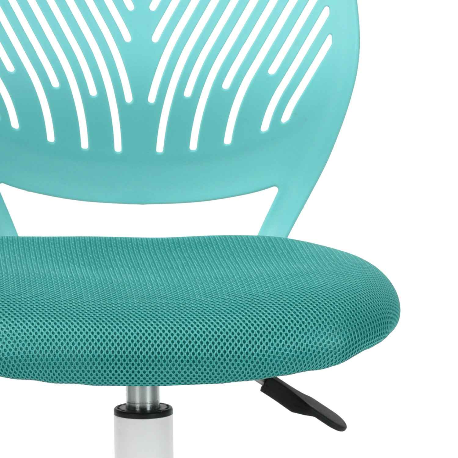 Turquoise and White Adjustable Height Swivel Rolling Office Chair