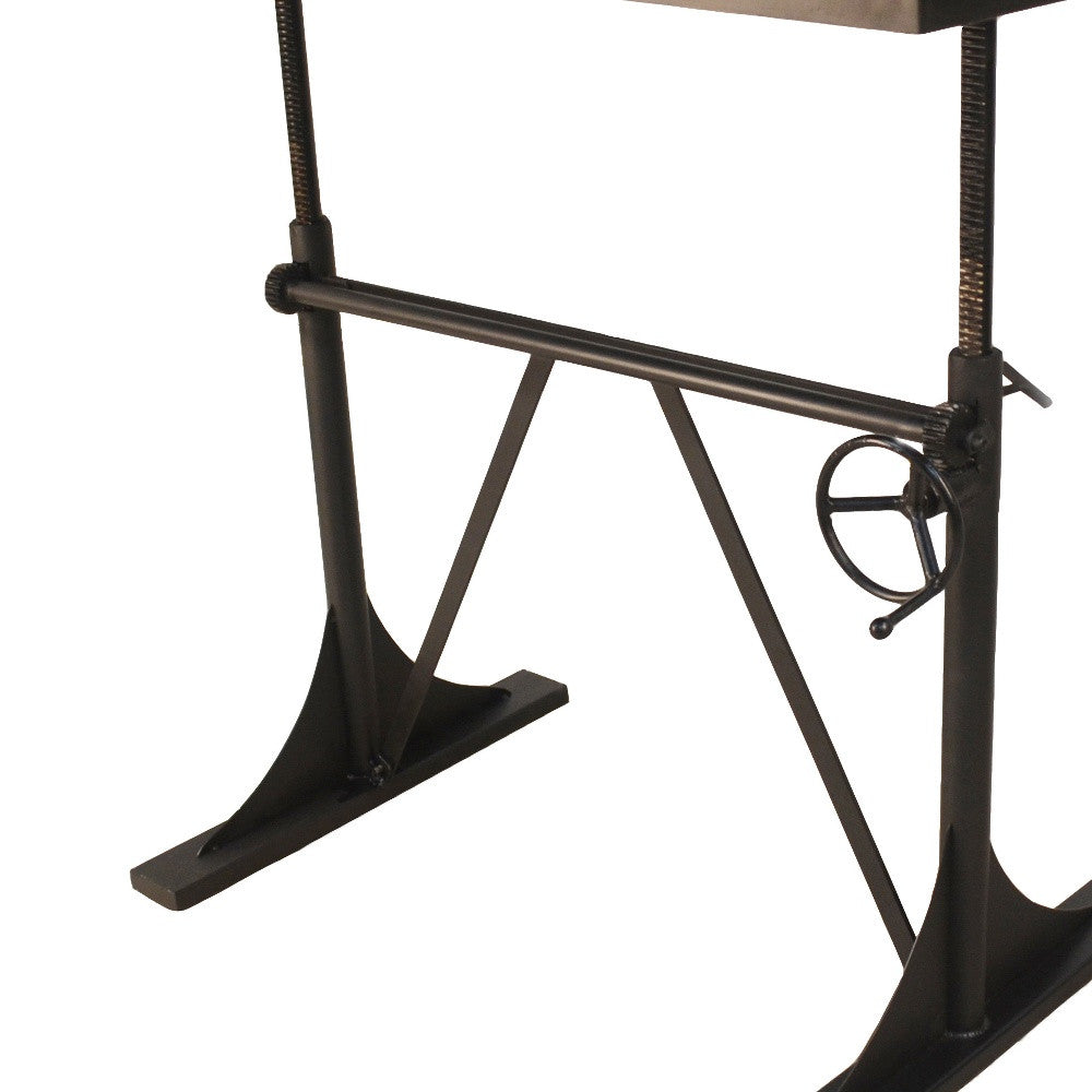 Adjustable Height Brown and Black Solid Wood and Iron Writing Desk Default Title