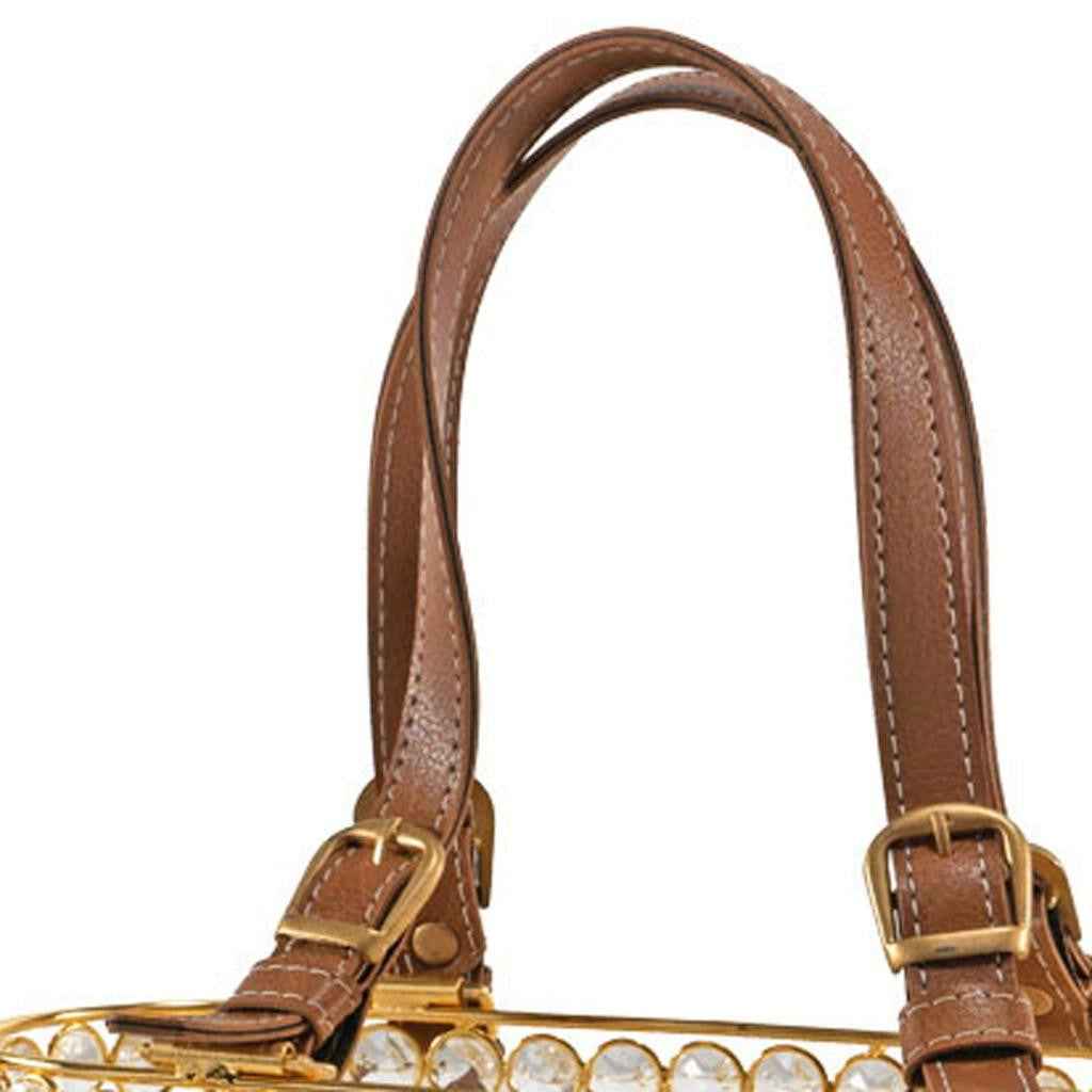 11" Clear And Gold Crystals And Metal Magazine Holder