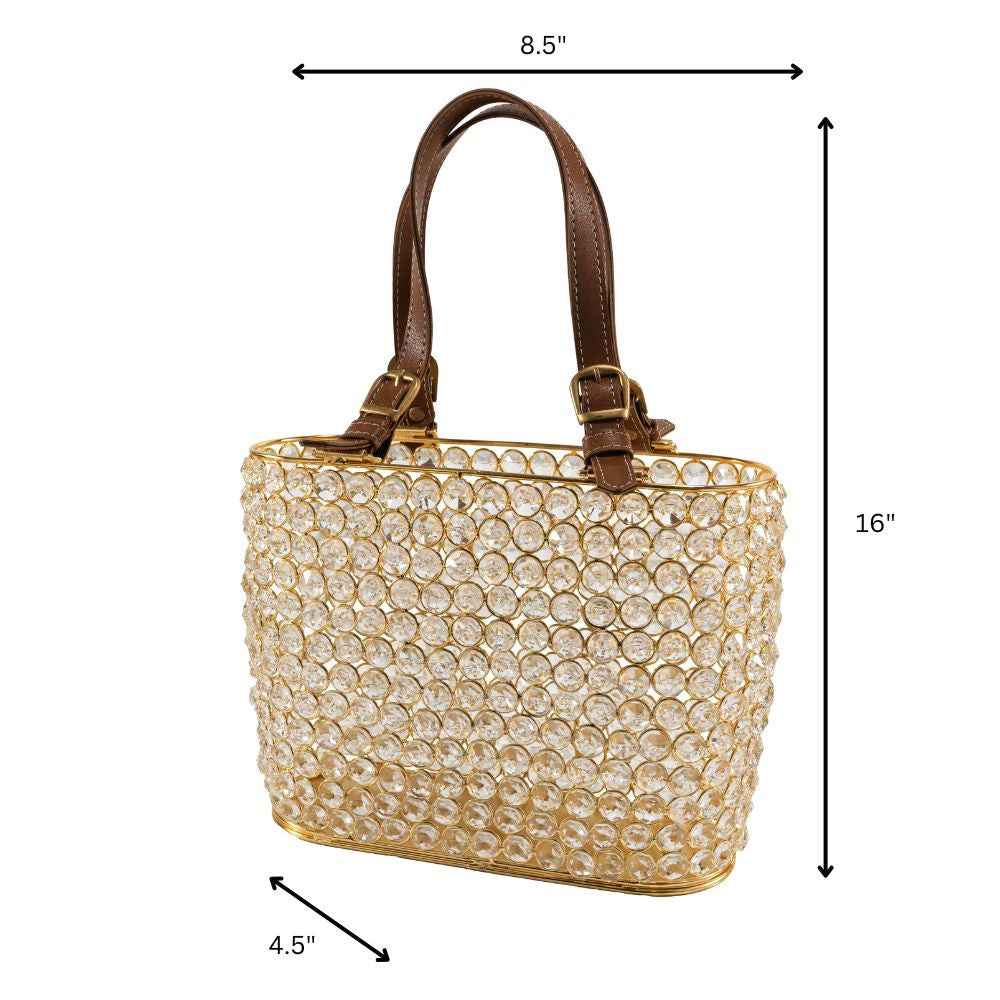 11" Clear And Gold Crystals And Metal Magazine Holder