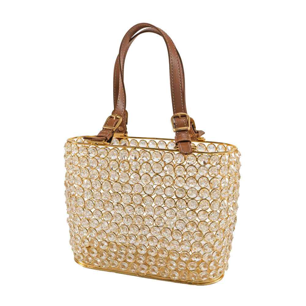 11" Clear And Gold Crystals And Metal Magazine Holder