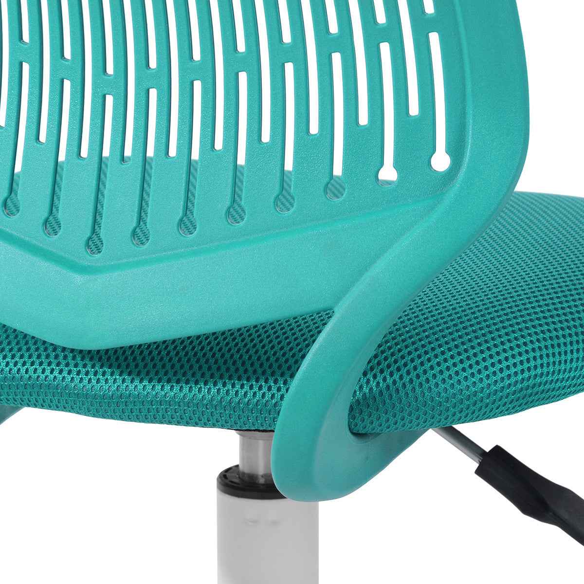 Turquoise and White Adjustable Height Swivel Rolling Office Chair