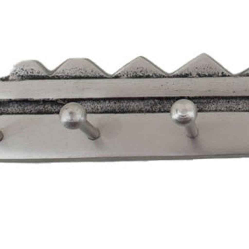 16" Silver Five Hook Wall Mount Key Shaped Coat Rack