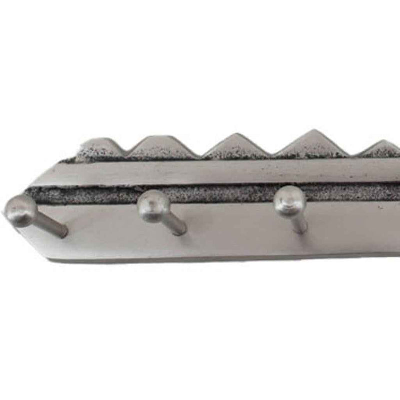 16" Silver Five Hook Wall Mount Key Shaped Coat Rack