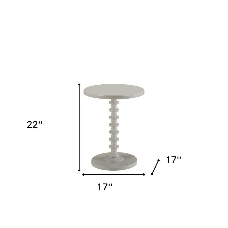 22" White Wood Round Curvy Pedestal End Table - Living Room