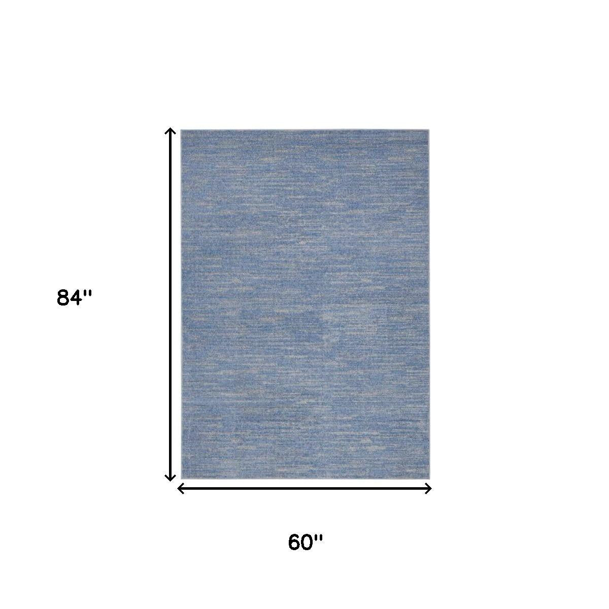 5' X 7' Blue And Gray Indoor Outdoor Area Rug - Outdoor