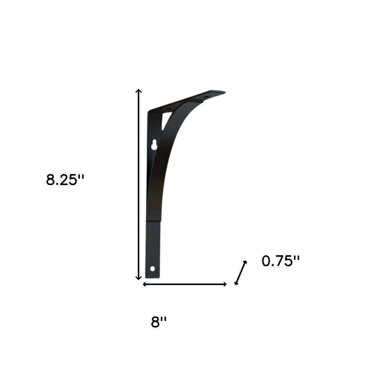 8" Set Of Two Black Curved Metal Wall Mounted Shelf Brackets - GreatEagleInc