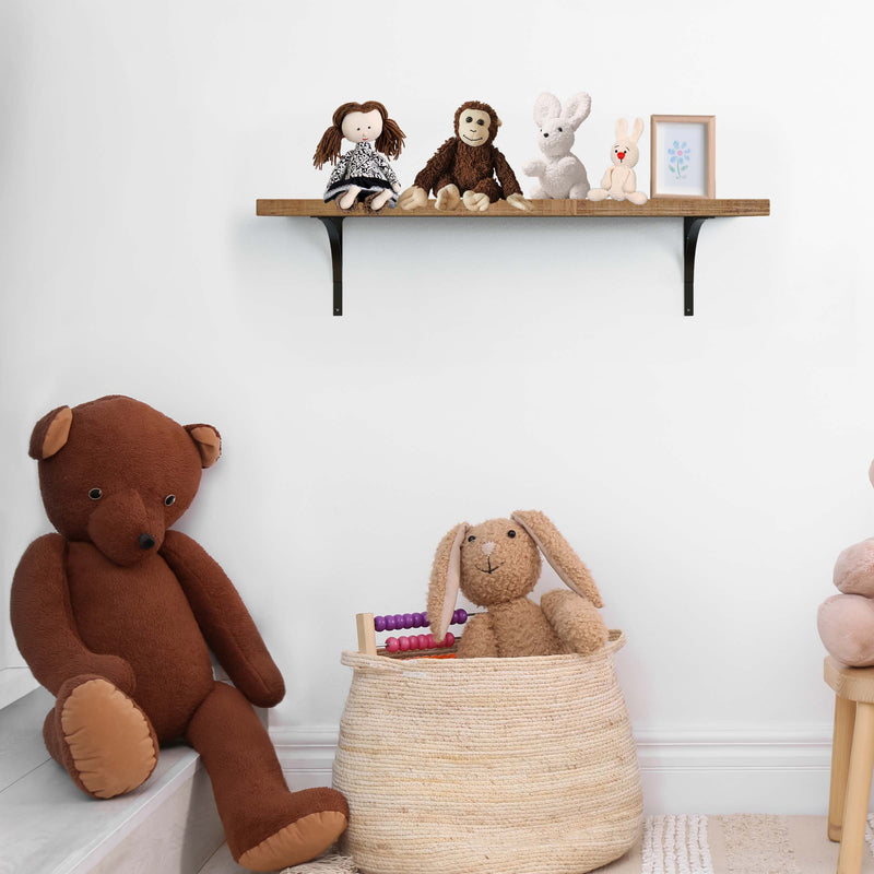 8" Set Of Two Black Curved Metal Wall Mounted Shelf Brackets - GreatEagleInc