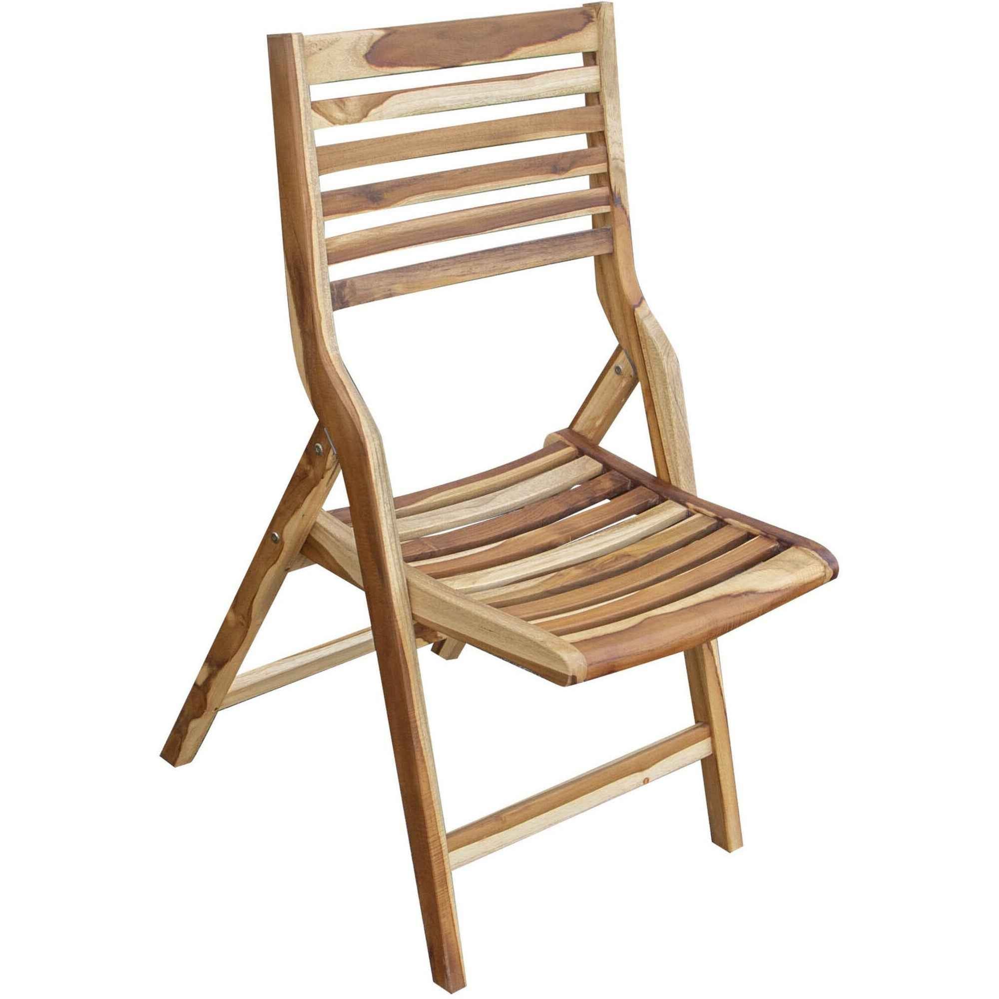 22" Brown Solid Wood Outdoor Folding Dining Chair